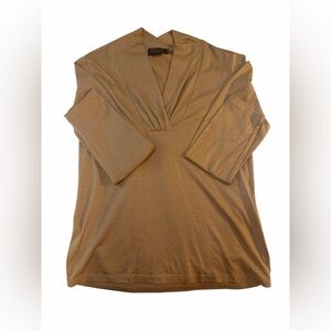 Pendleton Merino Wool Ultra-Soft Lightweight V-Neck Top | Tan | M